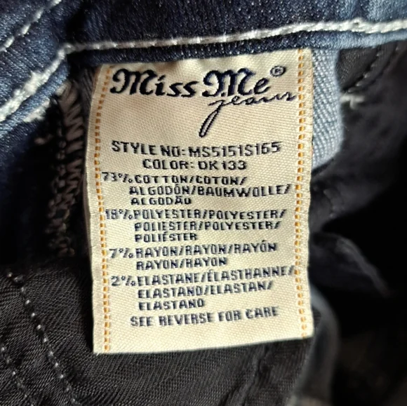 Miss Me Jeans Womens Standard Skinny Straight Leg Mid Rise Blue Sz 27 Inseam 28 - Picture 9 of 15